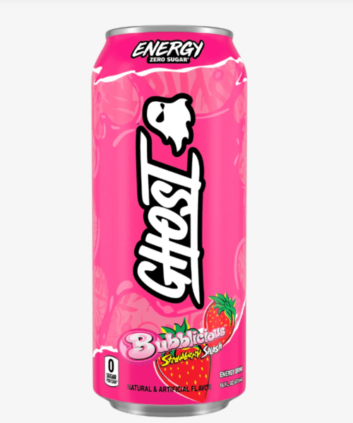 GHOST ENERGY x BUBBLICIOUS STRAWBERRY SPLASH GHOST ENERGY x BUBBLICIOUS STRAWBERRY SPLASH