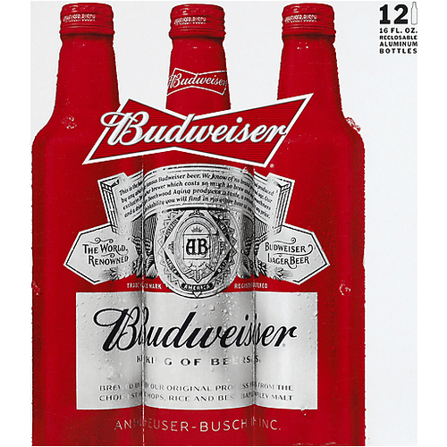 Budweiser American Lager Beer 12 Pack 16 Fl Oz Aluminum Bottles