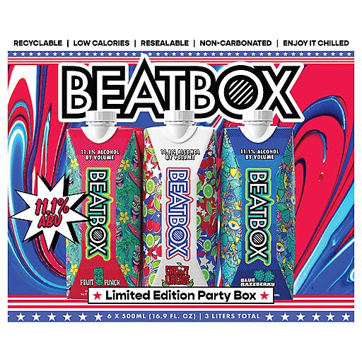 Beatbox beer fruit punchcherry limeadeblue razzberry