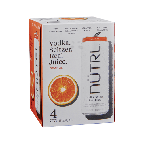 Nutrl seltzer vodka real orange juice 4p can 12oz