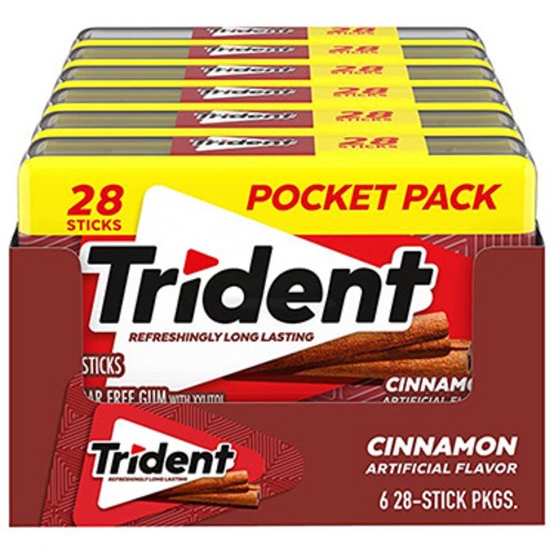 Trident Gum, Sugar Free, Cinnamon, Pocket Pack