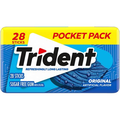 Trident Gum, Sugar Free, Original, Pocket Pack