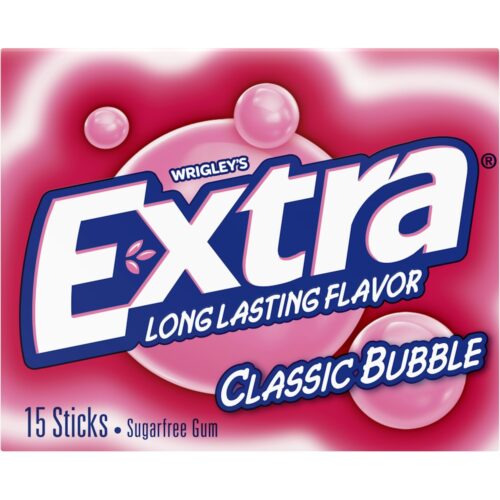 Extra classic bubble sugar free gum 15 stick pack