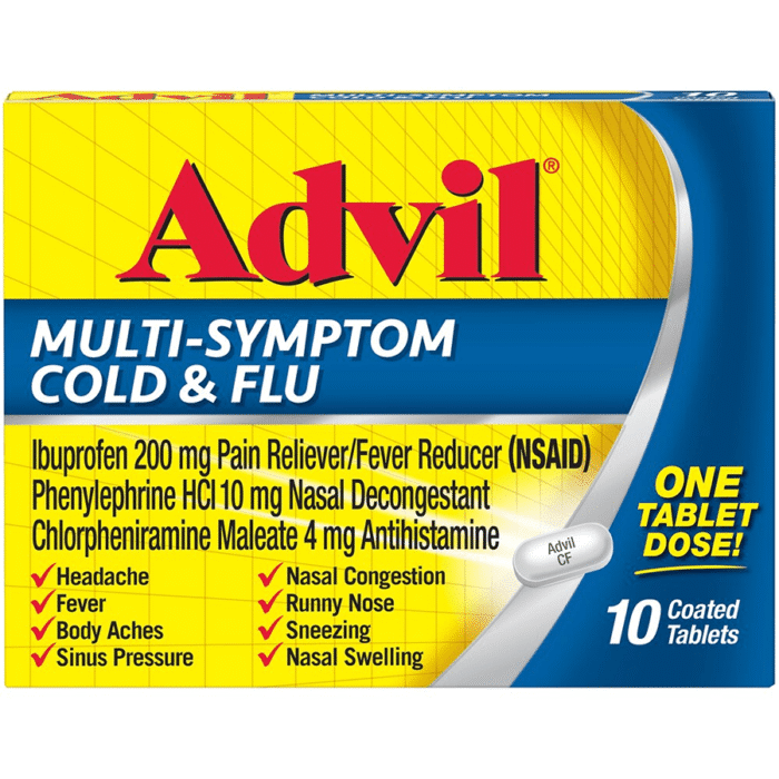 Advil Cold & Flu, Multi Symptom, Coated Tablets Advil Cold & Flu, Multi Symptom, Coated Tablets