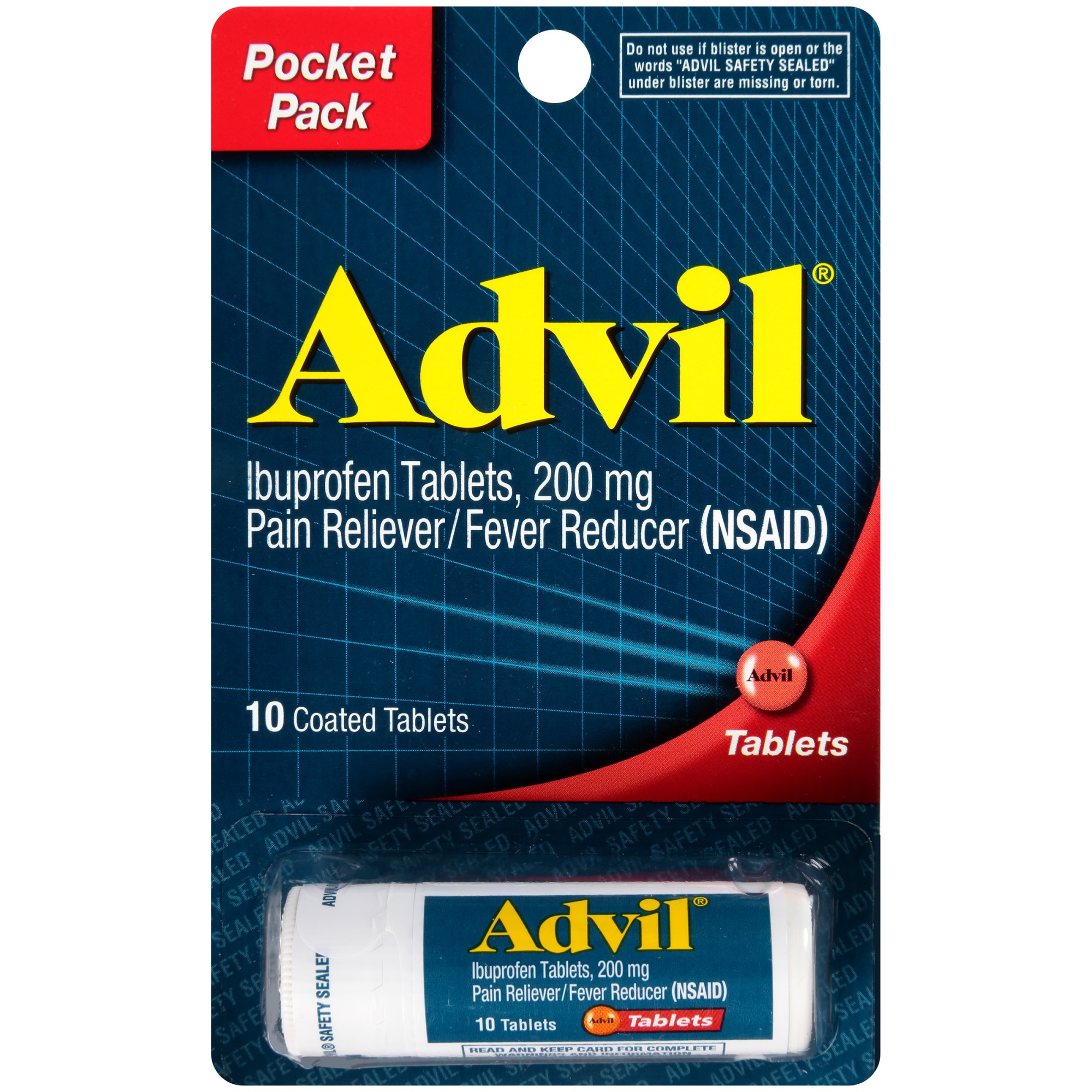 Advil Ibuprofen Pain Reliever/ Fever Reducer Tablets, 200 Mg
