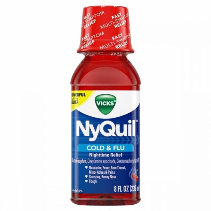 Vicks NyQuil Nighttime Cold & Flu Relief Liquid, Cherry, 8 Fl Oz Vicks NyQuil Nighttime Cold & Flu Relief Liquid, Cherry, 8 Fl Oz