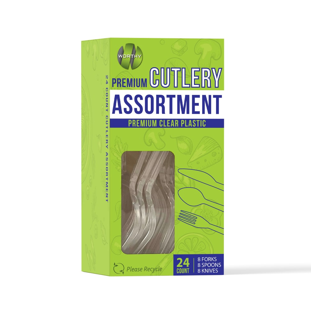 Worthy Premium Plastic Cutlery Assortment - Clear