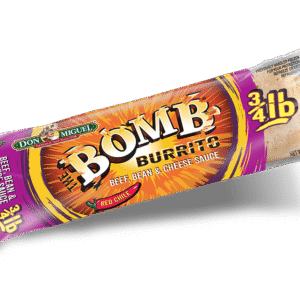 THE BOMB Beef, Bean & Cheese Sauce with Green Chile Burrito