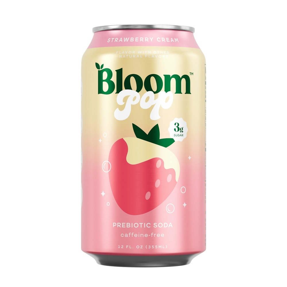 Bloom Pop Strawberry Cream Prebiotic Soda 12.oz Can