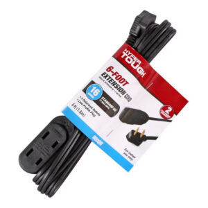 Hyper Tough 6 ft 16 AWG Black Indoor Household Extension Cord