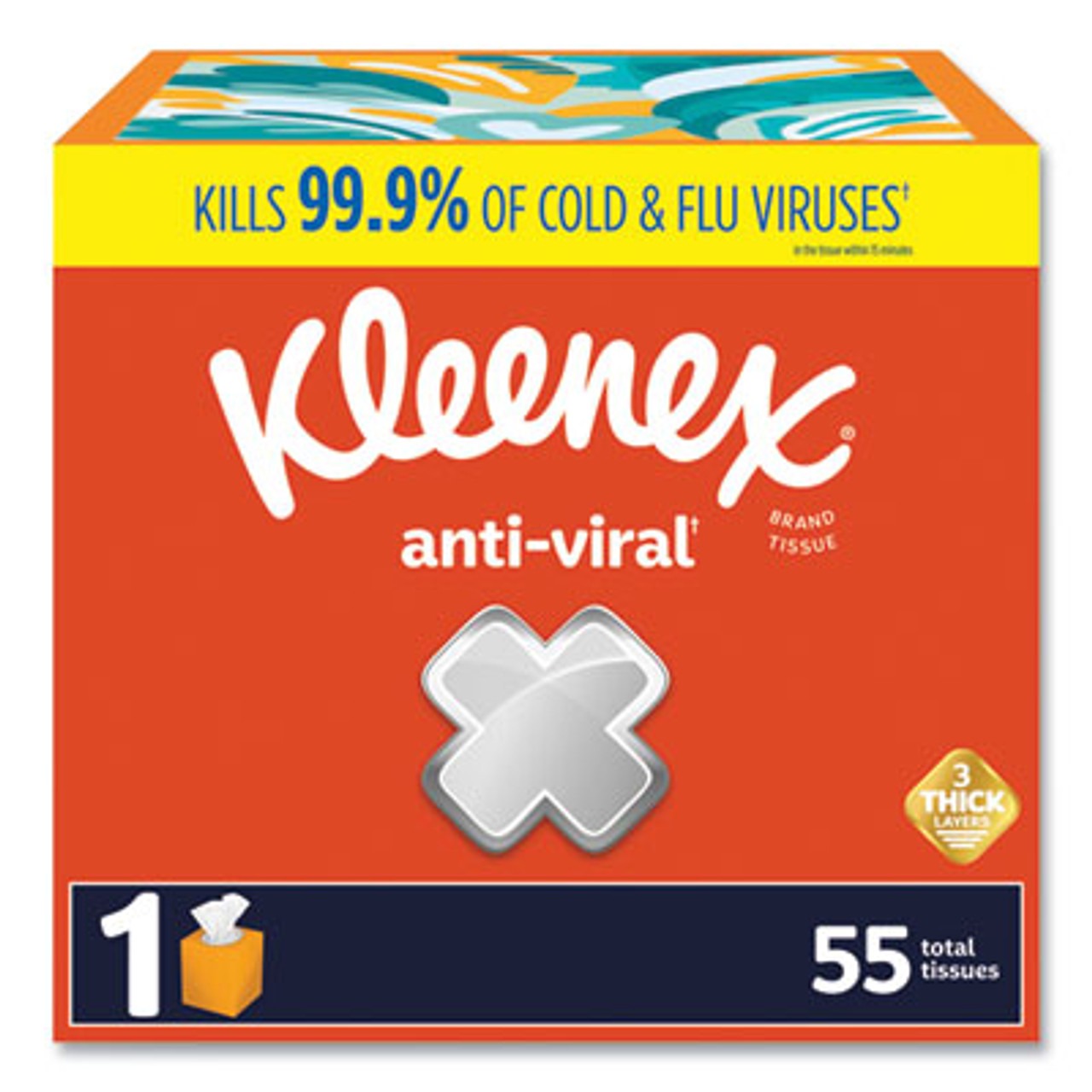 Kleenex Anti-Viral Facial Tissues Cube Box 3 Ply